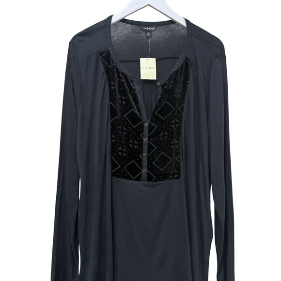 LUCKY BRAND Tunic Top Plus Size 2X Black Velvet Stretch Rayon Womens Evening NWT - Picture 8 of 14